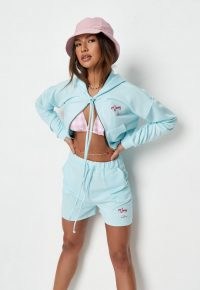 MISSGUIDED zara mcdermott x missguided mint vacay graphic zip front cropped hoodie
