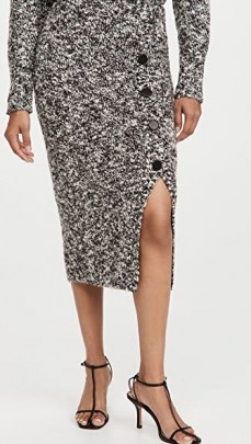 Adam Lippes Pencil Skirt with Placket In Wool Boucle | chic textured fabric skirts