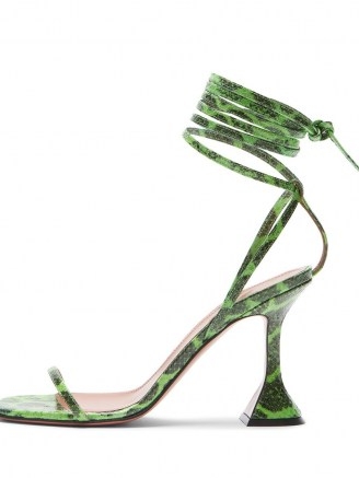 Amina Muaddi Vita 95mm wraparound green snakeskin-effect sandals