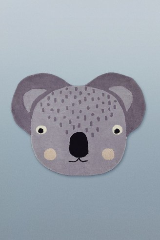 ANTHROPOLOGIE Kids Koala Rug Grey Motif ~ childrens cute animal bedroom rugs ~ children’s home accessories