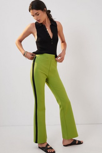 Maeve Ponte Flare Trousers Chartreuse / womens bright and stylish trousers - flipped