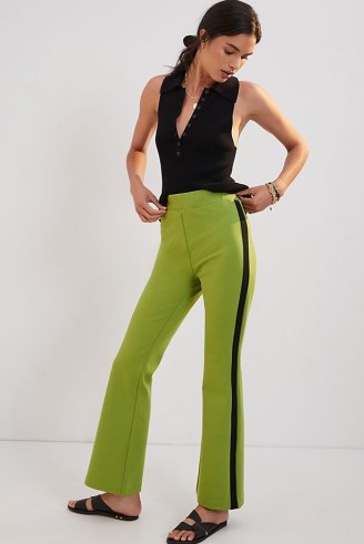 Maeve Ponte Flare Trousers Chartreuse / womens bright and stylish trousers