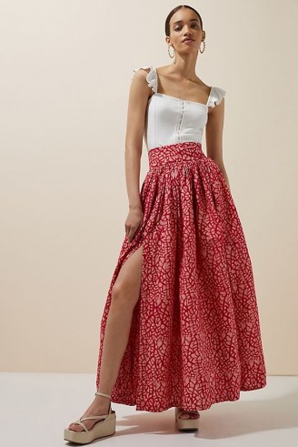 SIKA Mosaic Maxi Skirt Pink Combo | high split hem cotton skirts - flipped