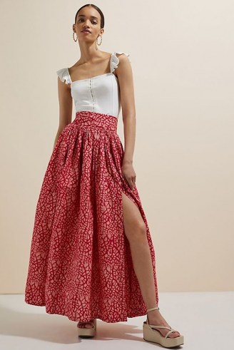 SIKA Mosaic Maxi Skirt Pink Combo | high split hem cotton skirts