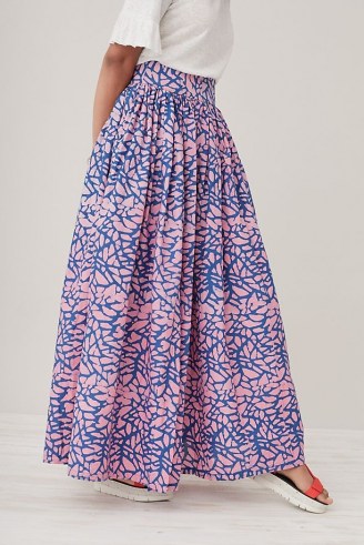 SIKA Azumi Skirt Purple Motif | printed cotton maxi skirts - flipped