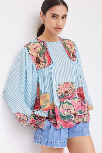 Bl-nk Miranda Peasant Blouse / mixed print floral blouses - flipped