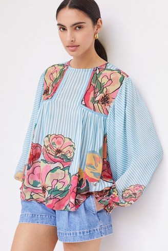 Bl-nk Miranda Peasant Blouse / mixed print floral blouses