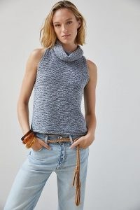 Pilcro Knit Turtleneck Tank / sleeveless slouchy neck jumpers / womens chic knitwear