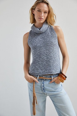 Pilcro Knit Turtleneck Tank / sleeveless slouchy neck jumpers / womens chic knitwear - flipped