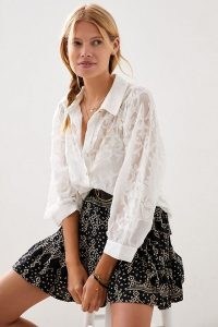 Forever That Girl Embroidered Lace Buttondown Shirt – womens feminine semi sheer shirts