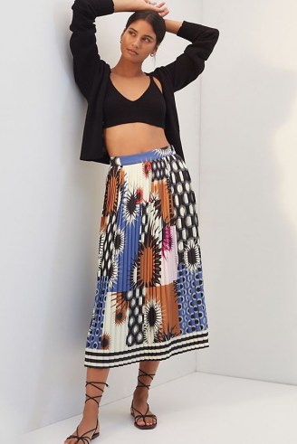 Dhruv Kapoor Abstract Midi Skirt | mixed print pleated skirts - flipped