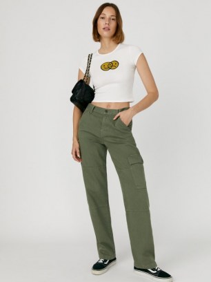 REFORMATION Bailey High Rise Utility Pant in Army ~ womens casual green pocket detail trousers ~ women’s utilitarian inspired fashion