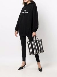 Balenciaga large Barbes East-West striped shopper tote black and white | chic monochrome shoppers | womens designer bags