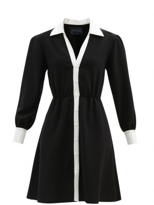JULIE DE LIBRAN Fanélie wool shirt dress ~ chic long sleeve spread collar fitted waist dresses ~ womens on-trend designer fashion - flipped