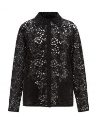 VALENTINO Black macramé-lace shirt jacket ~ womens designer overshirts