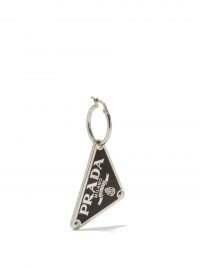 PRADA Triangle-logo single hoop earring / womens designer jewellery