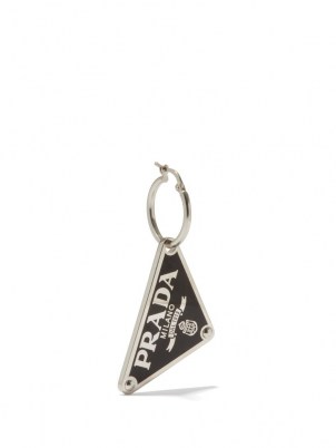 PRADA Triangle-logo single hoop earring / womens designer jewellery