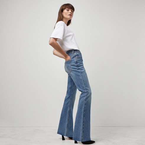 River Island Blue Amelie mid rise flared jeans | womens denim flares - flipped