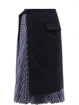 SACAI Apron striped cotton-poplin midi skirt | contemporary overlay skirts - flipped