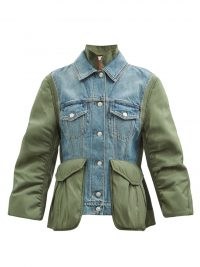 ALEXANDER MCQUEEN Curved-sleeve denim and shell jacket ~ womens volume sleeved jackets
