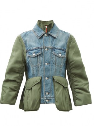 ALEXANDER MCQUEEN Curved-sleeve denim and shell jacket ~ womens volume sleeved jackets - flipped