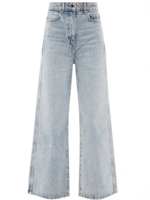 KHAITE Ella high-rise wide-leg cropped jeans ~ womens light blue crop hem denim trousers - flipped