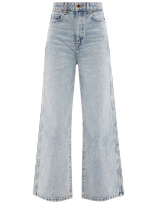 KHAITE Ella high-rise wide-leg cropped jeans ~ womens light blue crop hem denim trousers