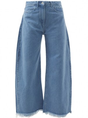 MARQUES’ALMEIDA Blue frayed-cuff wide-leg jeans | womens upcycled, recycled and organic cotton denim - flipped