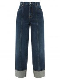 ALEXANDER MCQUEEN High-rise front-seam straight-leg cuffed jeans ~ womens designer denim ~ women’s casual weekend fashion
