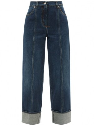 ALEXANDER MCQUEEN High-rise front-seam straight-leg cuffed jeans ~ womens designer denim ~ women’s casual weekend fashion - flipped