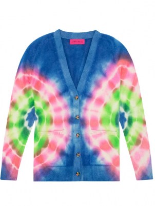 THE ELDER STATESMAN Olympus tie-dyed cashmere cardigan / womens front button V-neck cardigans / multicoloured knitwear / women’s designer fashion - flipped