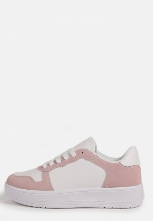 MISSGUIDED blush contrast panel trainers ~ womens pink chunky sole sneakers - flipped
