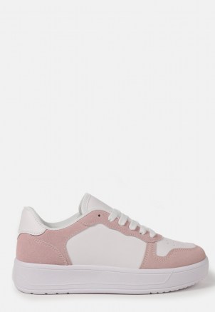 MISSGUIDED blush contrast panel trainers ~ womens pink chunky sole sneakers
