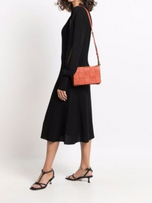 Bottega Veneta Cassette shoulder bag in maple orange ~ womens woven design handbags - flipped