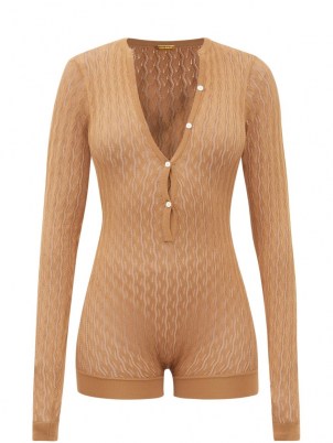 DODO BAR OR Helen pointelle-knitted bodysuit ~ womens low cut leg bodysuits