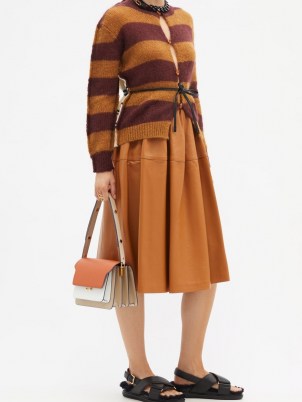 MARNI Panelled brown leather skirt | womens designer skirts | women’s luxe fashion - flipped