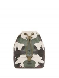 Burberry camouflage-print bucket bag / camo drawstring bags / drawcord top handbag