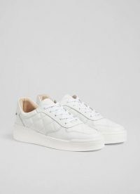 L.K. BENNETT CAMPBELL WHITE LEATHER QUILTED TRAINERS / sports luxe shoes / chunky sole trainer