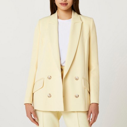 RIVER ISLAND Cream double breasted blazer ~ womens on trend blazers - flipped