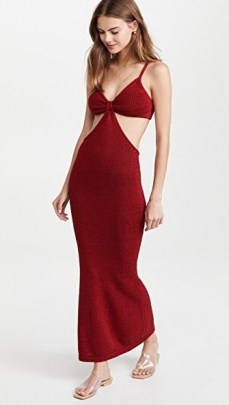 Cult Gaia Serita Knit Dress | red skinny strap cut out maxi dresses | glamorous knitted fashion - flipped