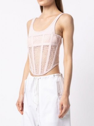 Dion Lee Suspended utility corset top in blush pink ~ cropped fitted bodice tops