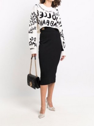 Dolce & Gabbana logo-print cropped jumper | womens graffiti style slogan print crop hem jumpers - flipped