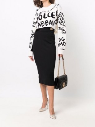 Dolce & Gabbana logo-print cropped jumper | womens graffiti style slogan print crop hem jumpers