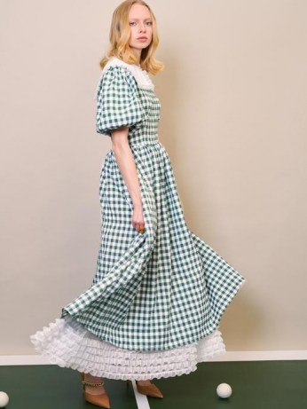 SISTER JANE DREAM Advantage Check Maxi Dress / romantic checked overlay dresses / womens vintage style fashion