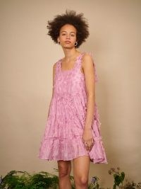sister jane THE IVY TRAIL Ramble Blossom Mini Dress Aurora Pink ~ floral applique dresses