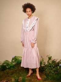 sister jane THE IVY TRAIL Garden Pearl Midi Dress Pressed Rose ~ pink oversized collar dresses ~ womens vintage style fashion
