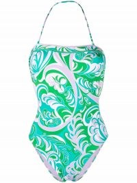 Emilio Pucci Albizia-print swimsuit ~ green halterneck swimsuits