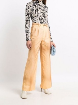 Fendi high-waisted dyed trousers orange / womens front pleated cotton trouses / women’s designer fashion - flipped