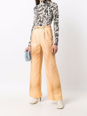 Fendi high-waisted dyed trousers orange / womens front pleated cotton trouses / women’s designer fashion