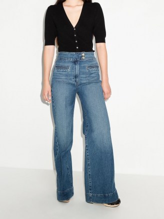 FRAME Le Hardy wide leg jeans ~ womens front pocket high waist denim jeans - flipped